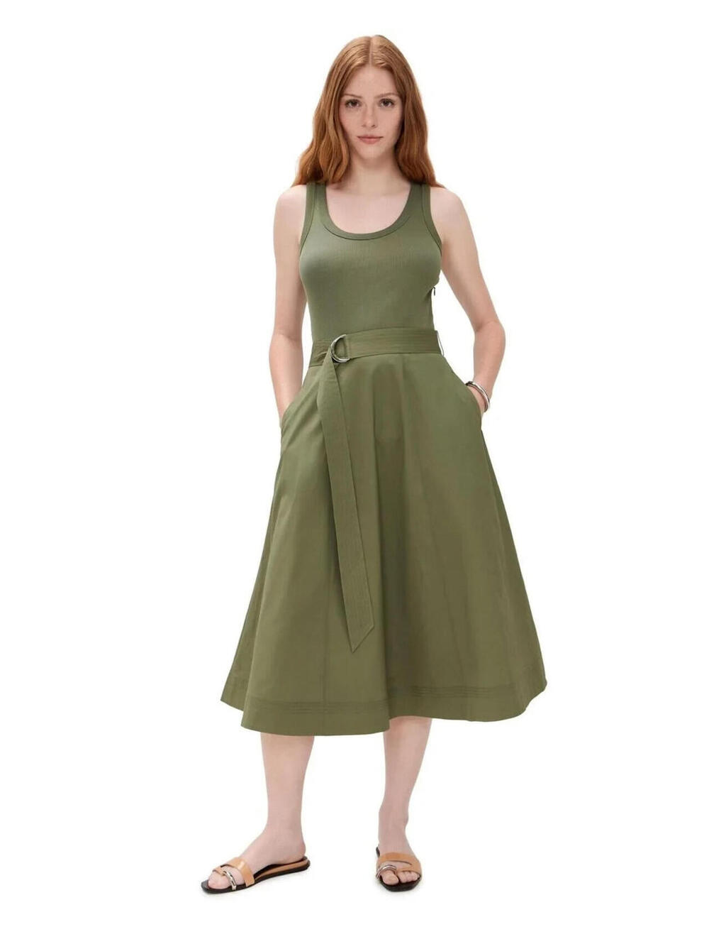 NEW, Veronica Beard Ennis Mixed-Media Dress in Green Sz S #LD0278
